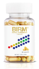 BIRM preventive herbal supplement bottle label with 90 capsules