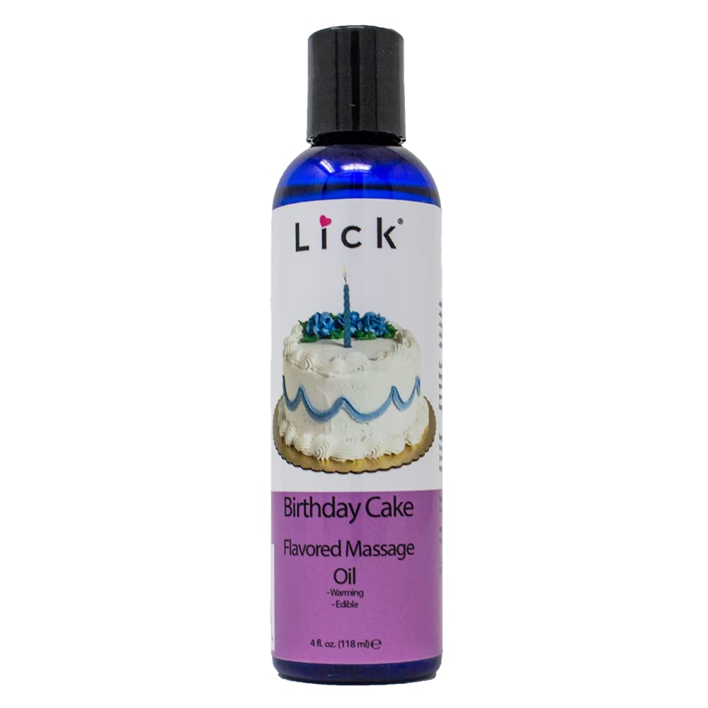 Birthday cake flavored massage oil bottle 4 oz