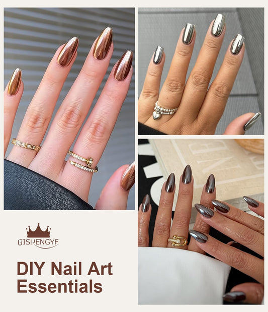 BISHENGYF Mermaid Pearl Chrome nail powder purple shade for bold shine