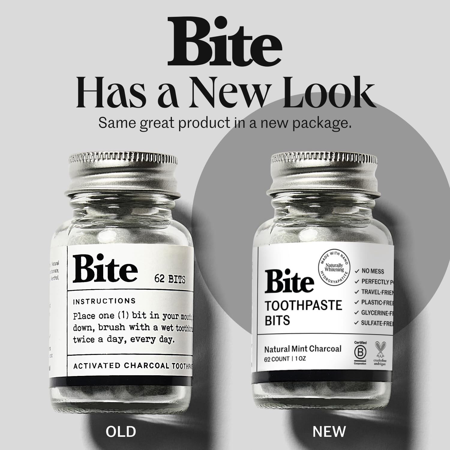Travel-size Bite Toothpaste Bits packaging