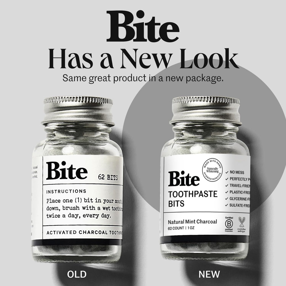 Travel-size Bite Toothpaste Bits packaging