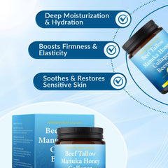 BIWQTY ingredients close-up featuring beef tallow and Manuka honey