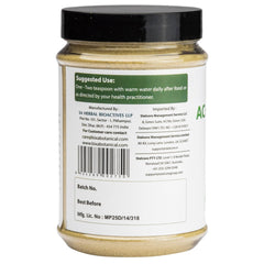 Ayurvedic herbal powder product on white background