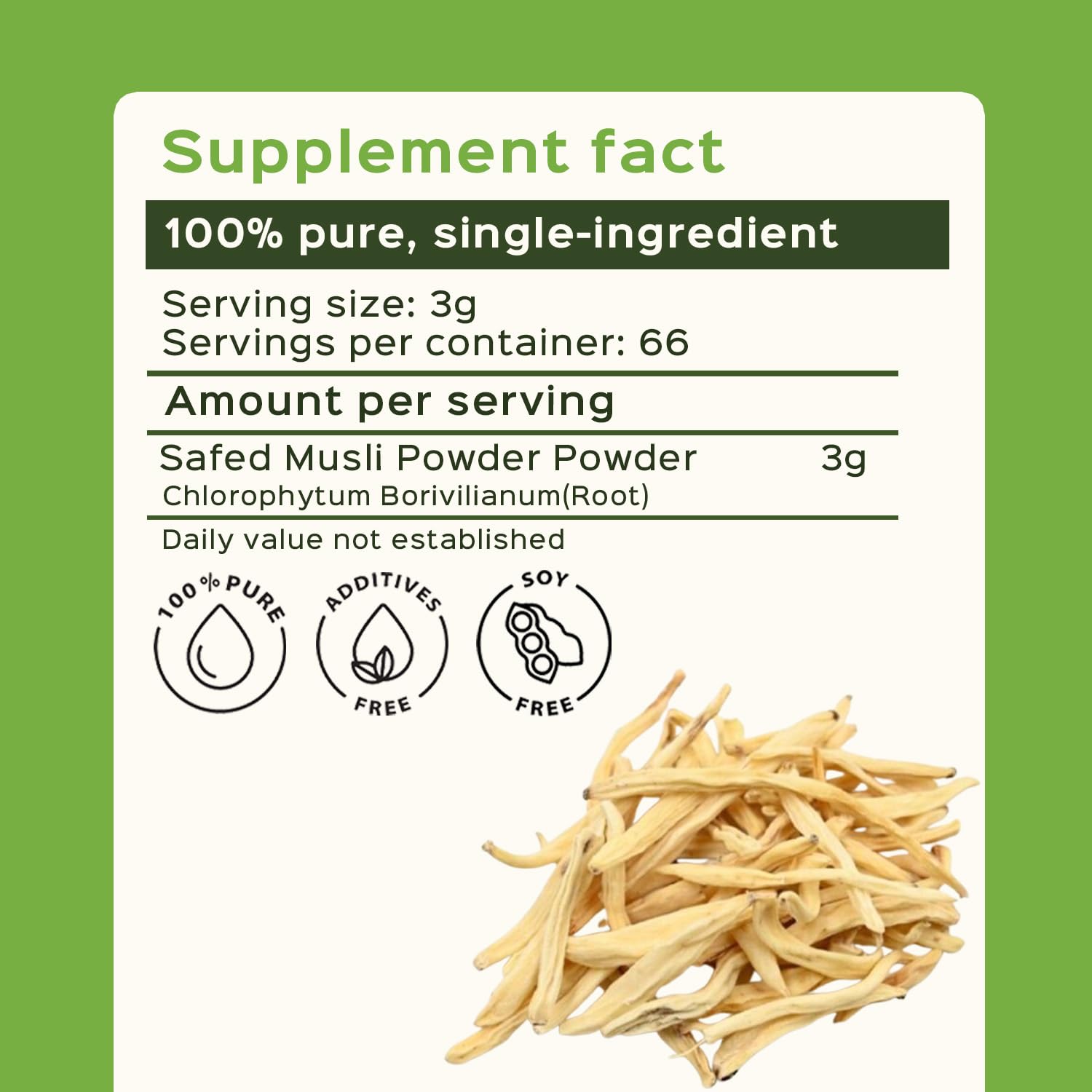 Pure Safed Musli powder close-up
