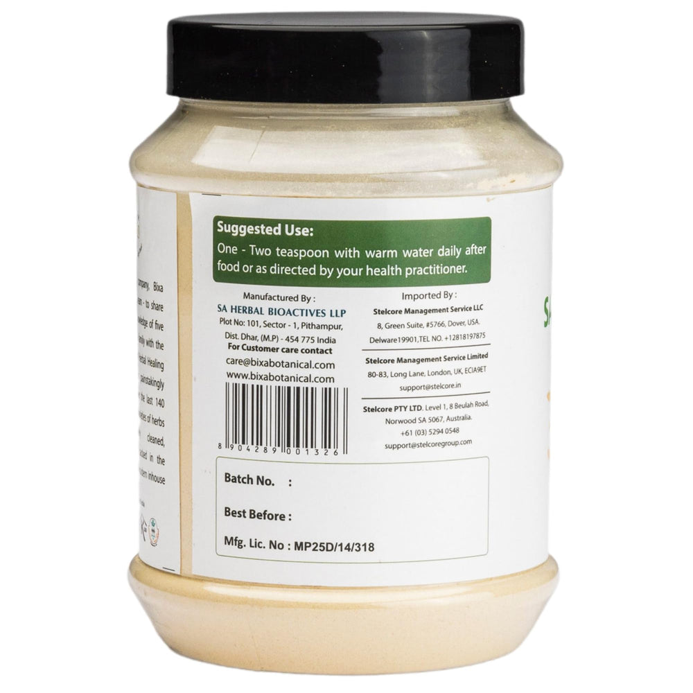 Bixa Botanical Safed Musli powder stirred into milk for a comforting ritual.