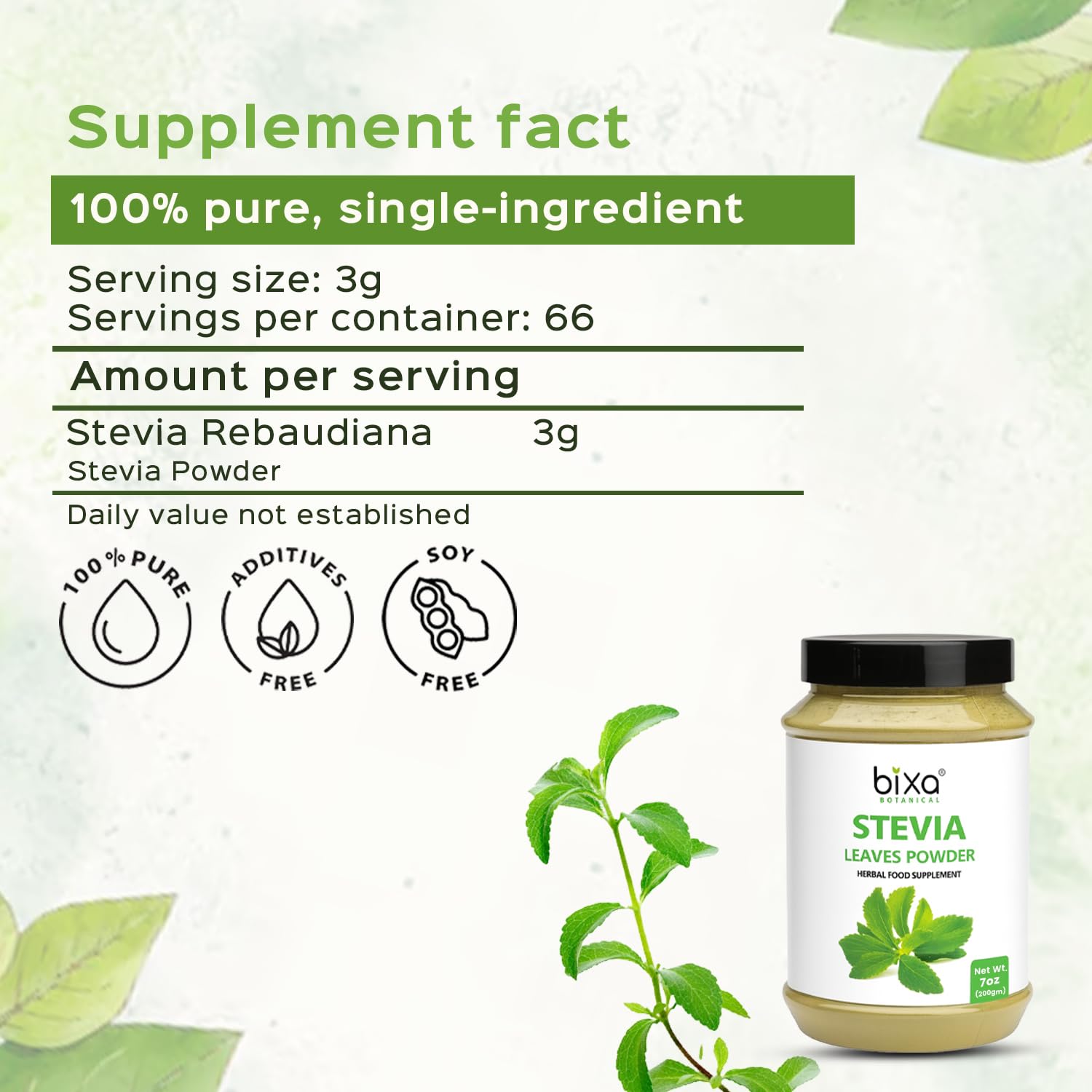 100% pure stevia leaf powder branding
