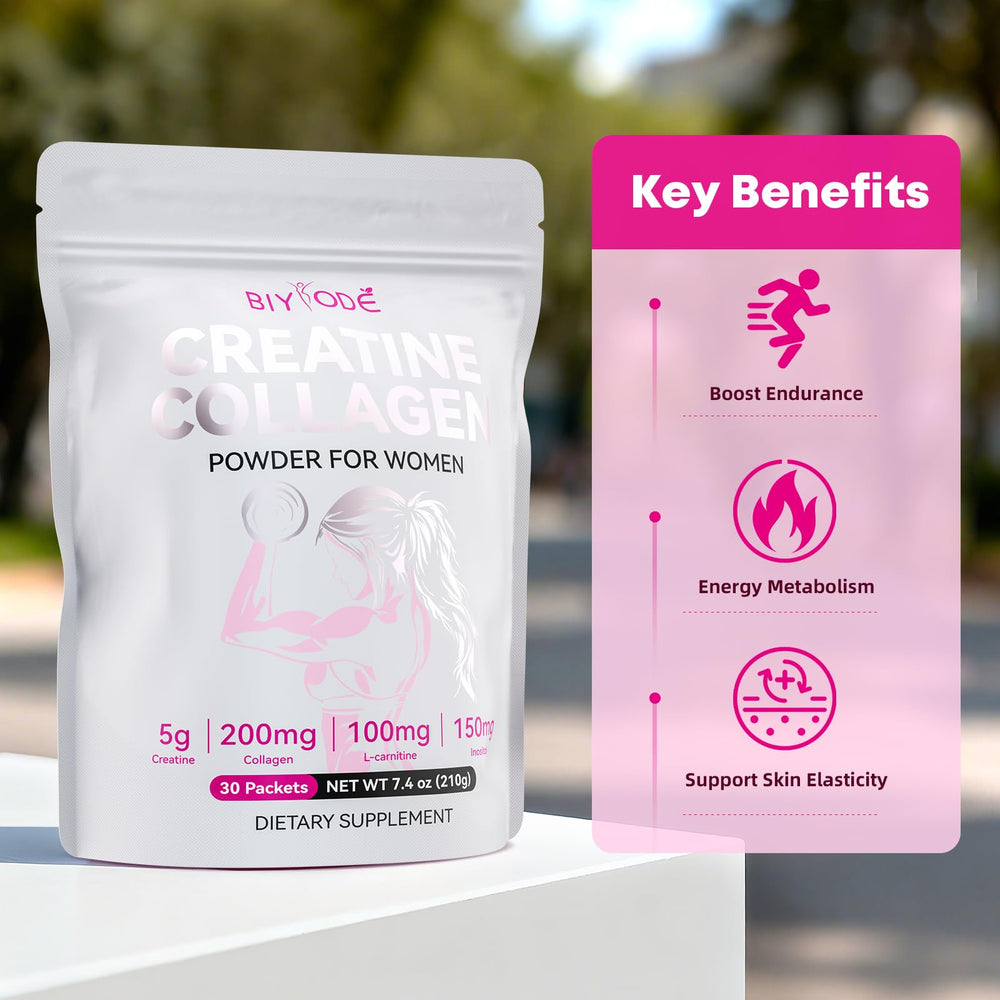 Side view of the BIYODE Creatine Sticks packaging showing packaging details.