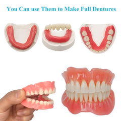 Close-up of denture wax and temporary teeth