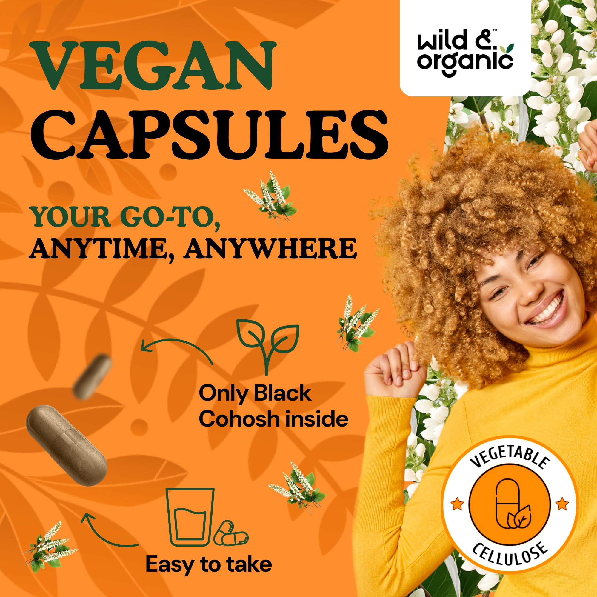 Black cohosh root powder in 540 mg capsules