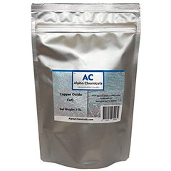 Front view of 1 lb bag of black copper oxide powder