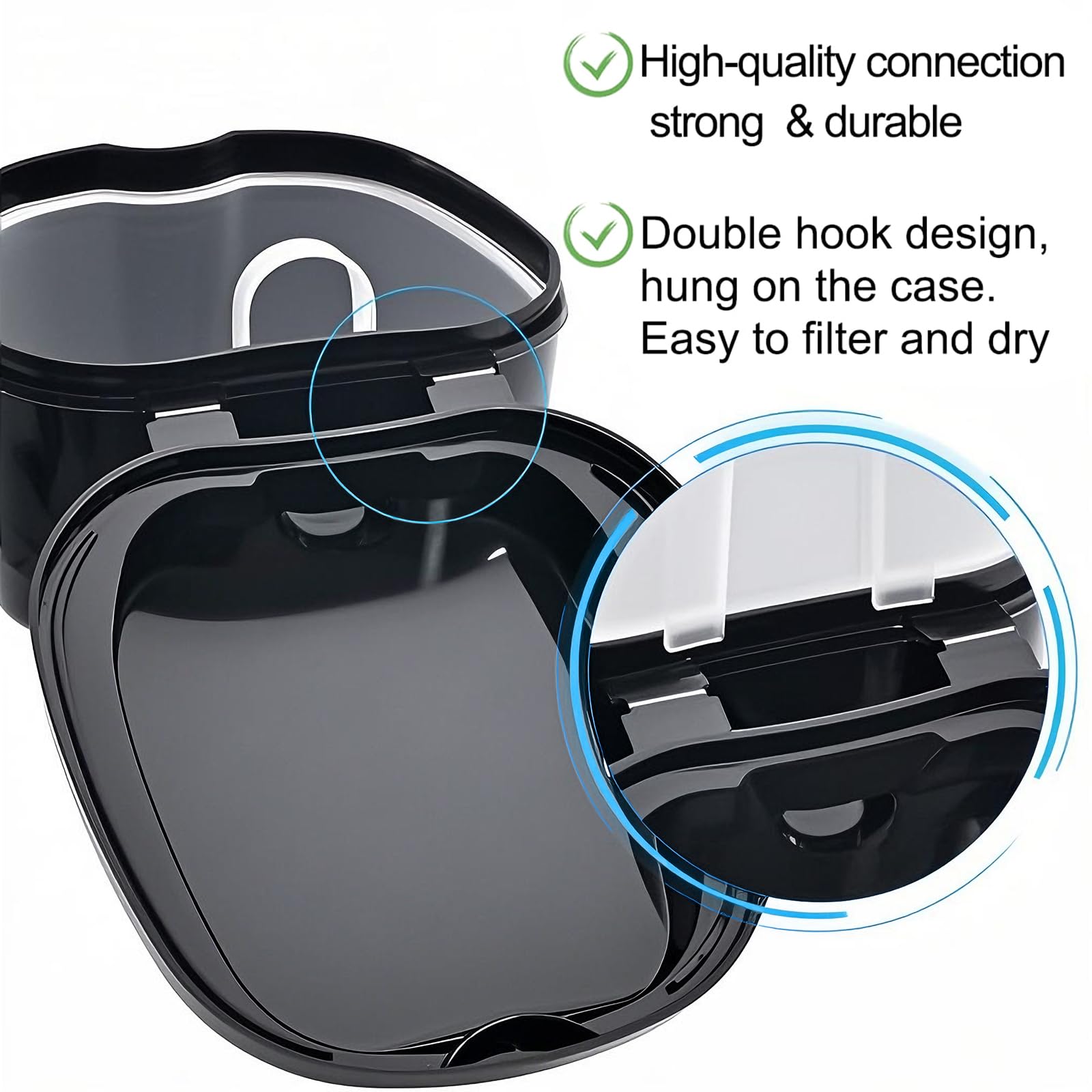 Detachable drain basket inside denture cleaning container