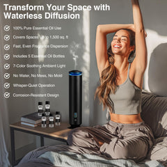 Black waterless scent diffuser, 11.5 inches tall