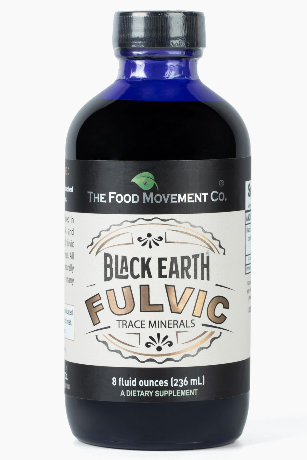 Black Earth Fulvic Acid 8 oz bottle on white background