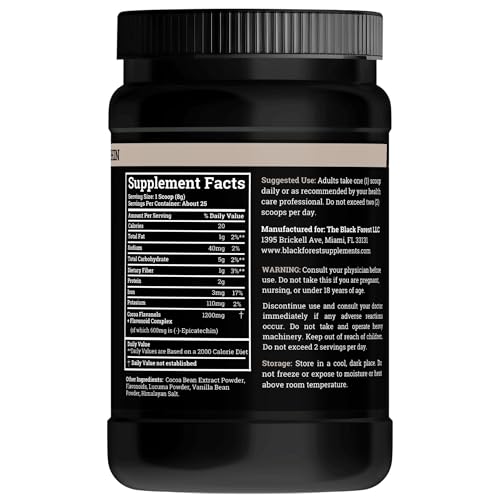 Black Forest cocoa powder scoop in bowl emphasizes 1200mg per serving