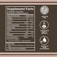 Black Forest cocoa powder shake glass suggests easy mix with water or milk