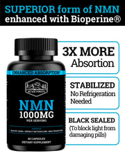 Amber glass bottle sealed to protect NMN potency