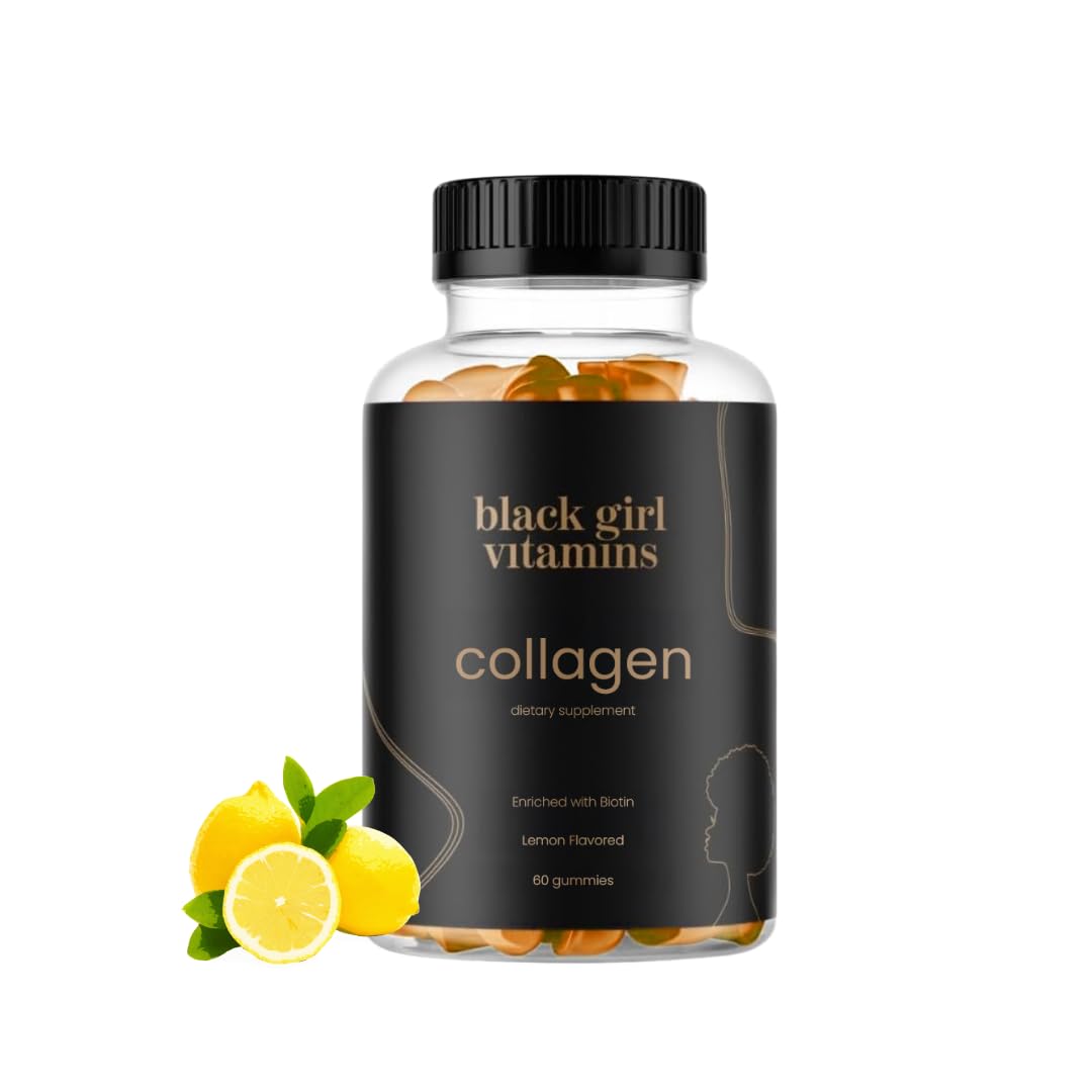 Front view of Black Girl Vitamins Collagen Gummies Lemon bottle (60 count)