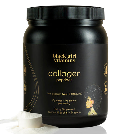 Canister of Black Girl Vitamins Collagen Peptides Powder