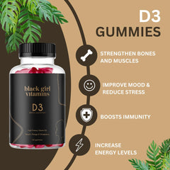 Close-up of back label on Vitamin D3 gummies bottle