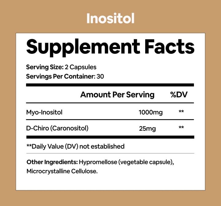 Back panel showing ingredients and nutrition facts for Black Girl Vitamins Inositol