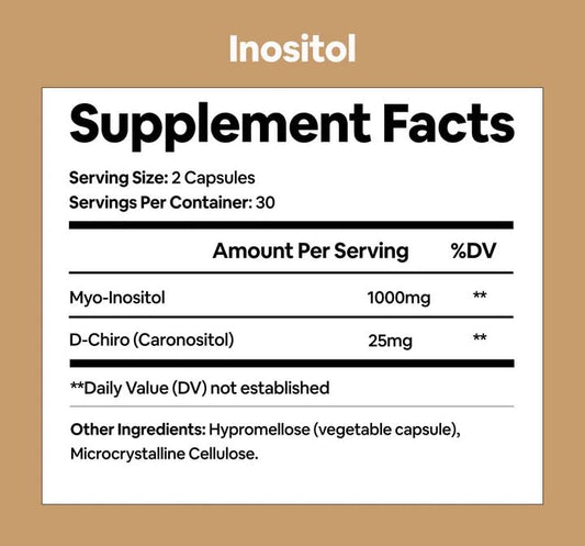 Back panel showing ingredients and nutrition facts for Black Girl Vitamins Inositol