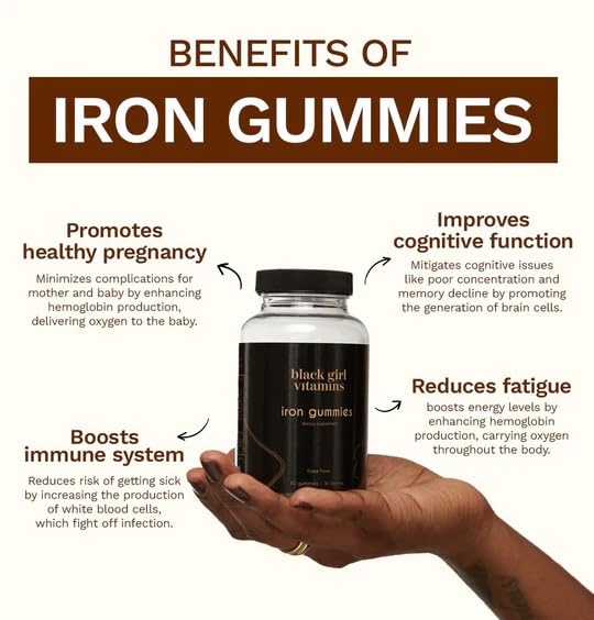 Close-up of grape-flavored iron gummy from Black Girl Vitamins