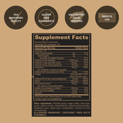 Back label on bottle showing ingredients and nutrition information