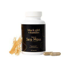 Front label of Black Girl Vitamins Sea Moss Capsules bottle
