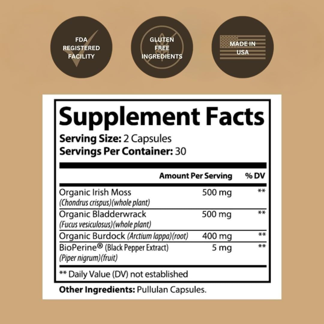 Packaging of Black-owned brand sea moss capsules