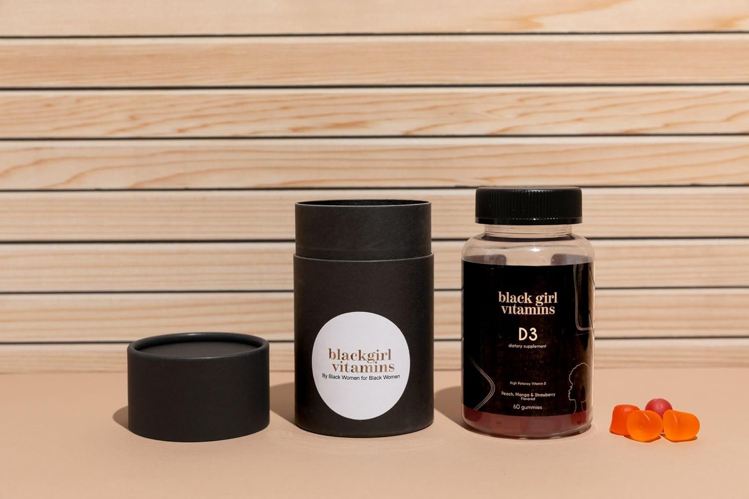 Packaging image emphasizing vegan and gluten-free formula of Vitamin D3 Gummies