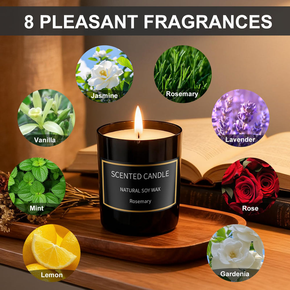 Eight black glass candle jars in an 8-pack