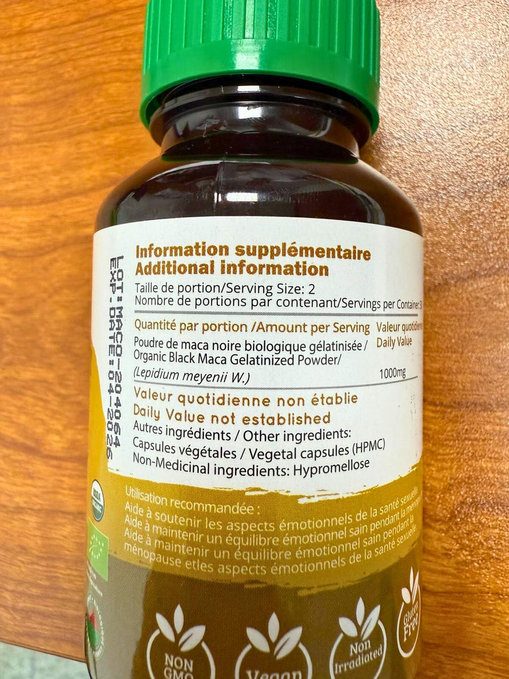 Non-GMO, Organic and Gluten-Free certifications on product label