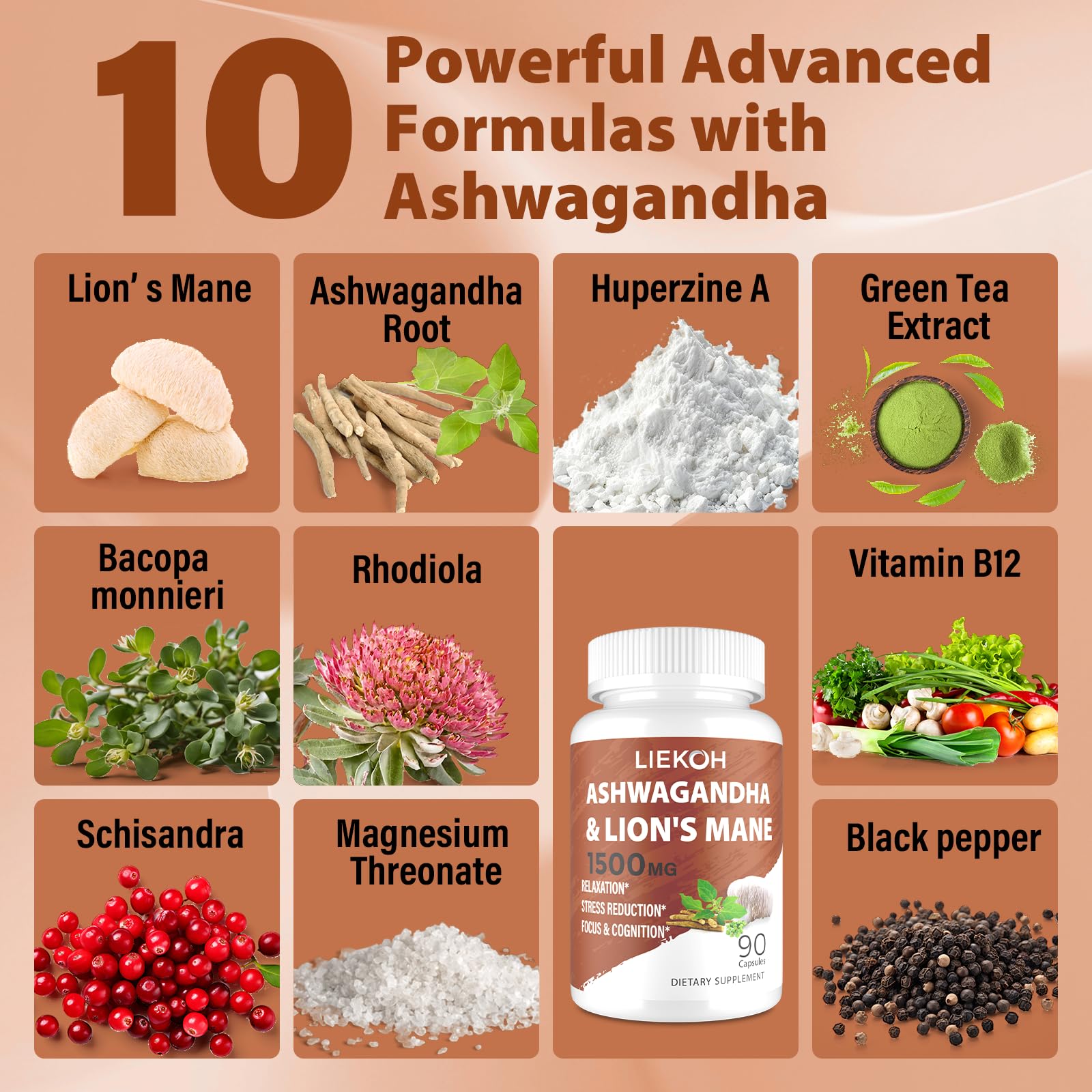 Black pepper extract enhances absorption of Ashwagandha and Lions Mane