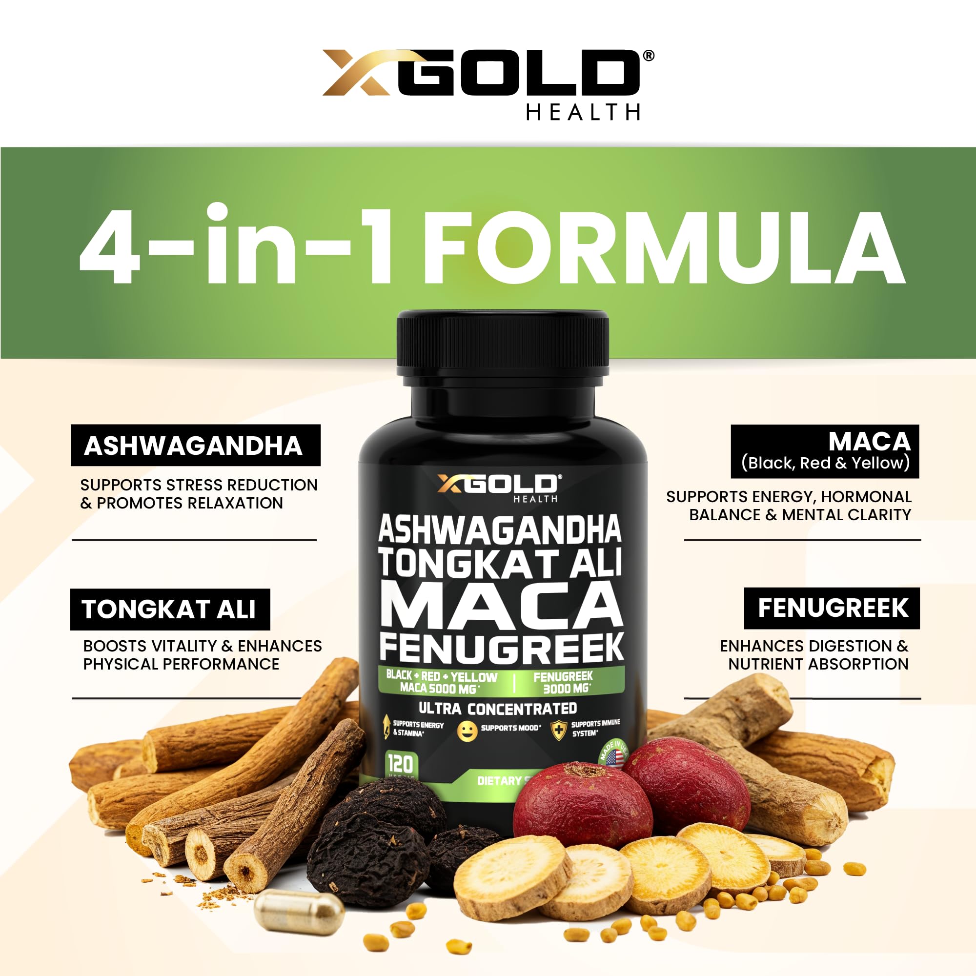 Black, red and yellow maca root extract imagery