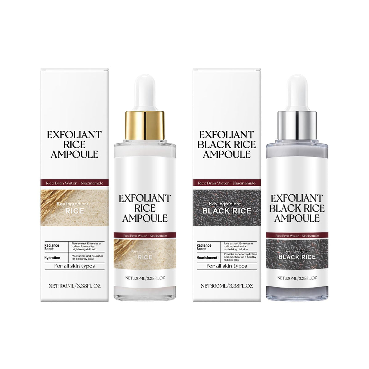 Black Rice Exfoliant bottle pours, revealing gentle exfoliation and hydration.
