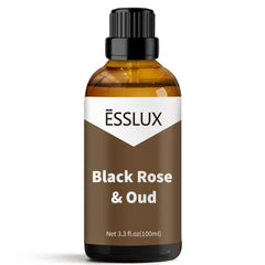 Amber glass bottle of Black Rose & Oud fragrance oil 100ml (3.3 oz) by ESSLUX