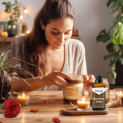 Massage oil using Black Rose & Oud fragrance oil