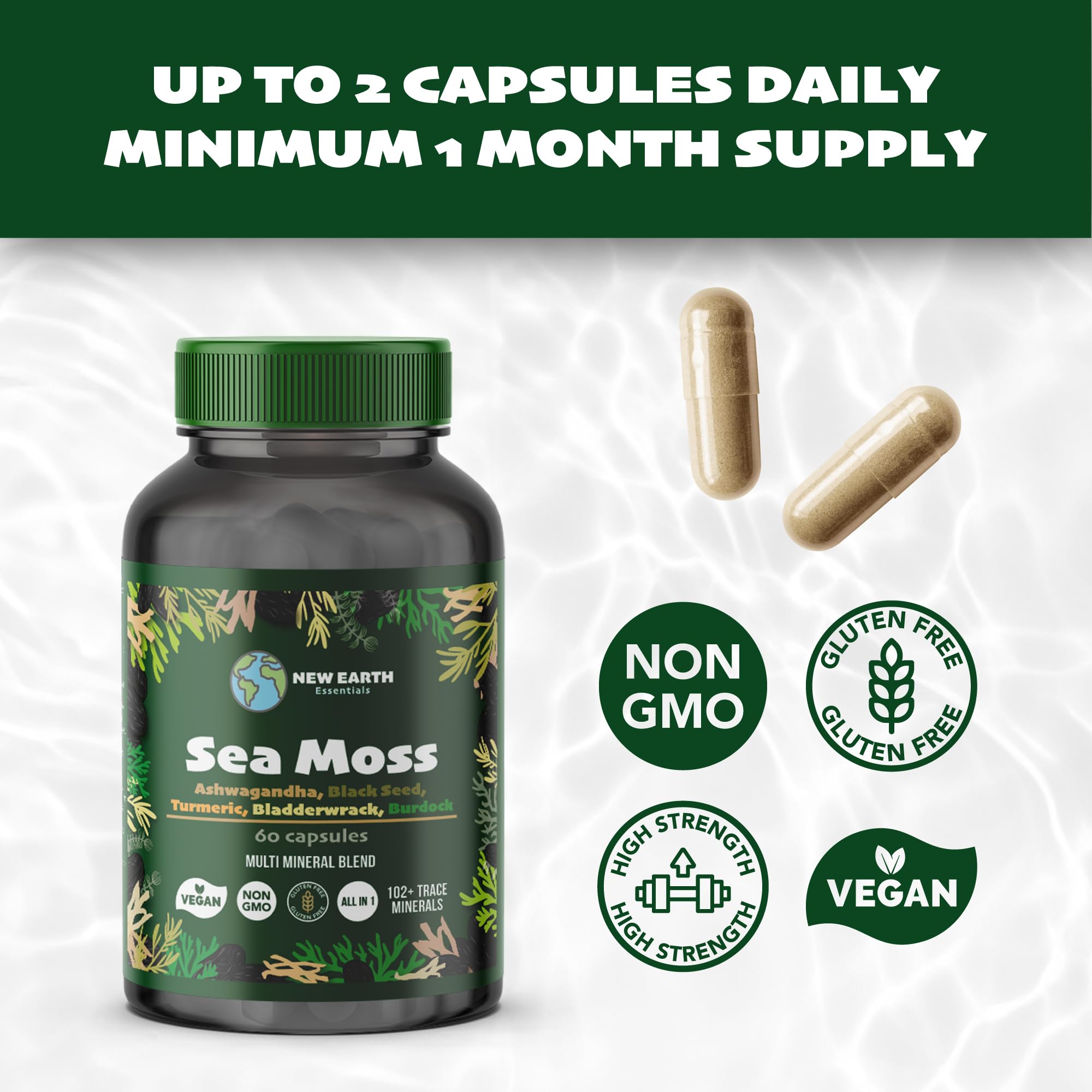 Capsules containing black seed, ashwagandha and turmeric