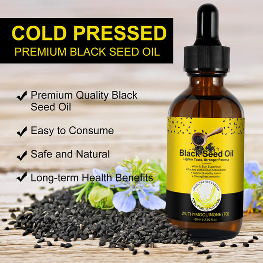 Label reading Organic Cold Pressed Black Cumin Seed Oil