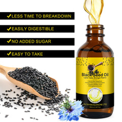 Gluten-free labeling on black seed oil packaging