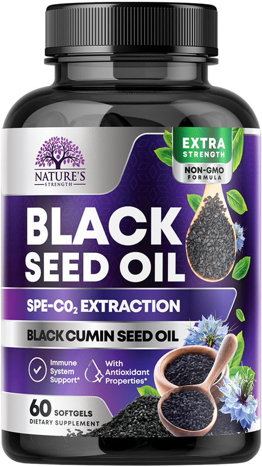 Bottle of Black Seed Oil Capsules 1000mg with Thymoquinone