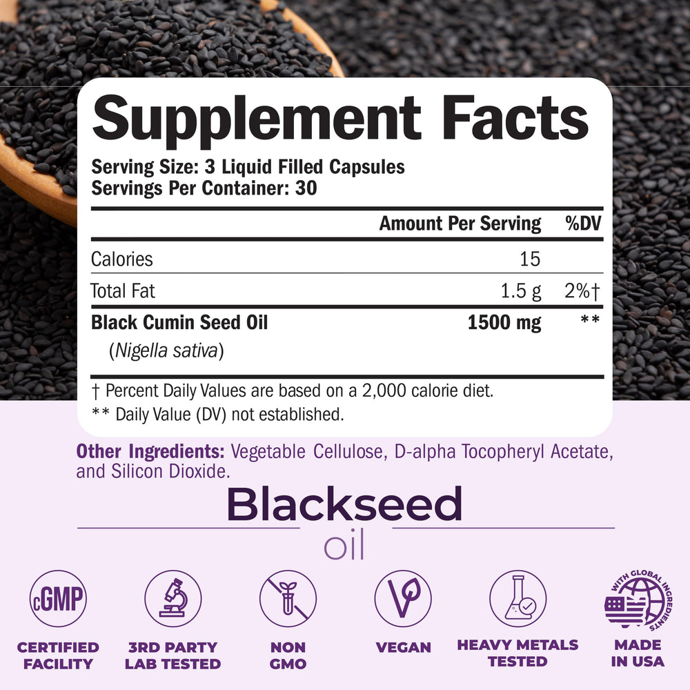 Vegan Black Seed Oil capsules on white background