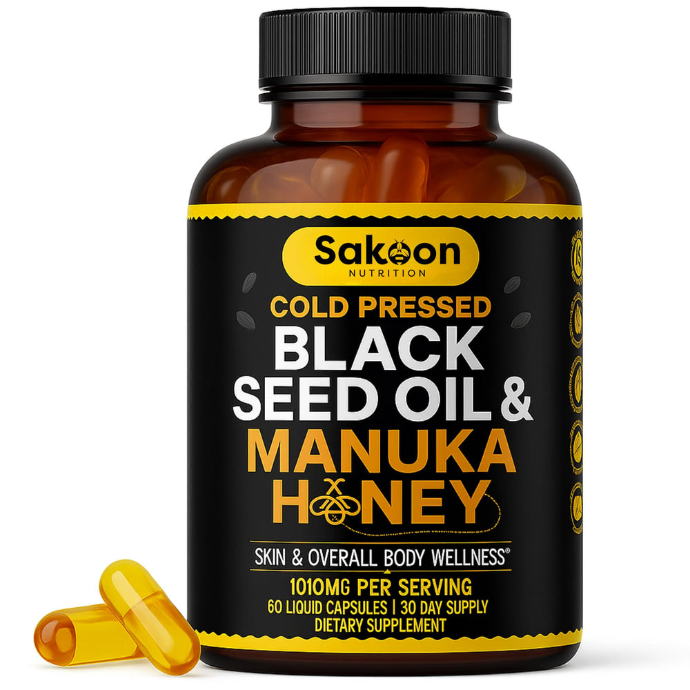 Hero image showing Black Seed Oil Capsules with Manuka Honey blend