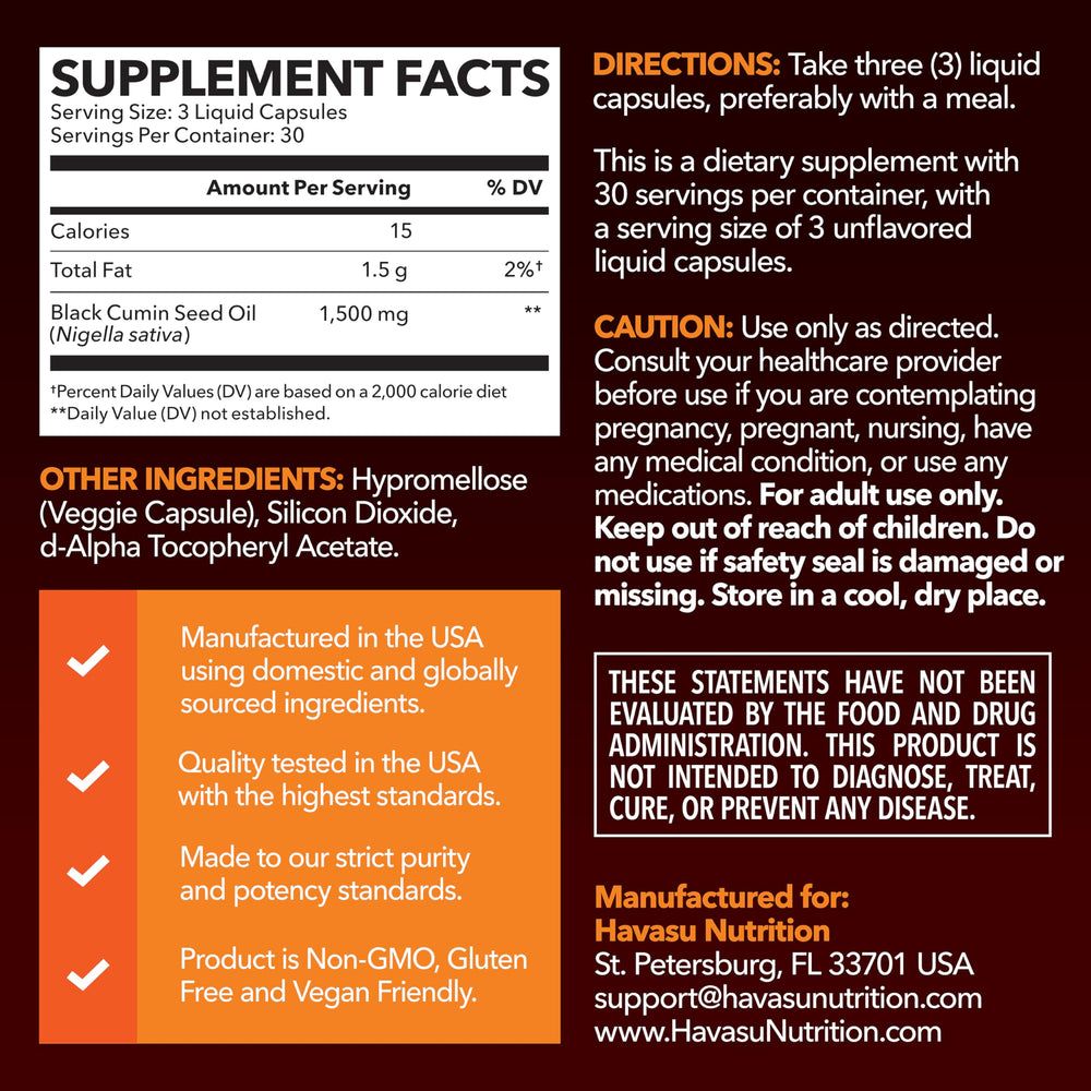 Packaging for cold-pressed black seed oil capsules (1500mg)