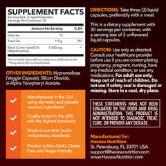 Packaging for cold-pressed black seed oil capsules (1500mg)