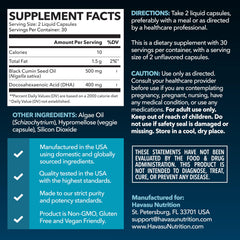 Front label of Black Seed Oil with DHA bottle