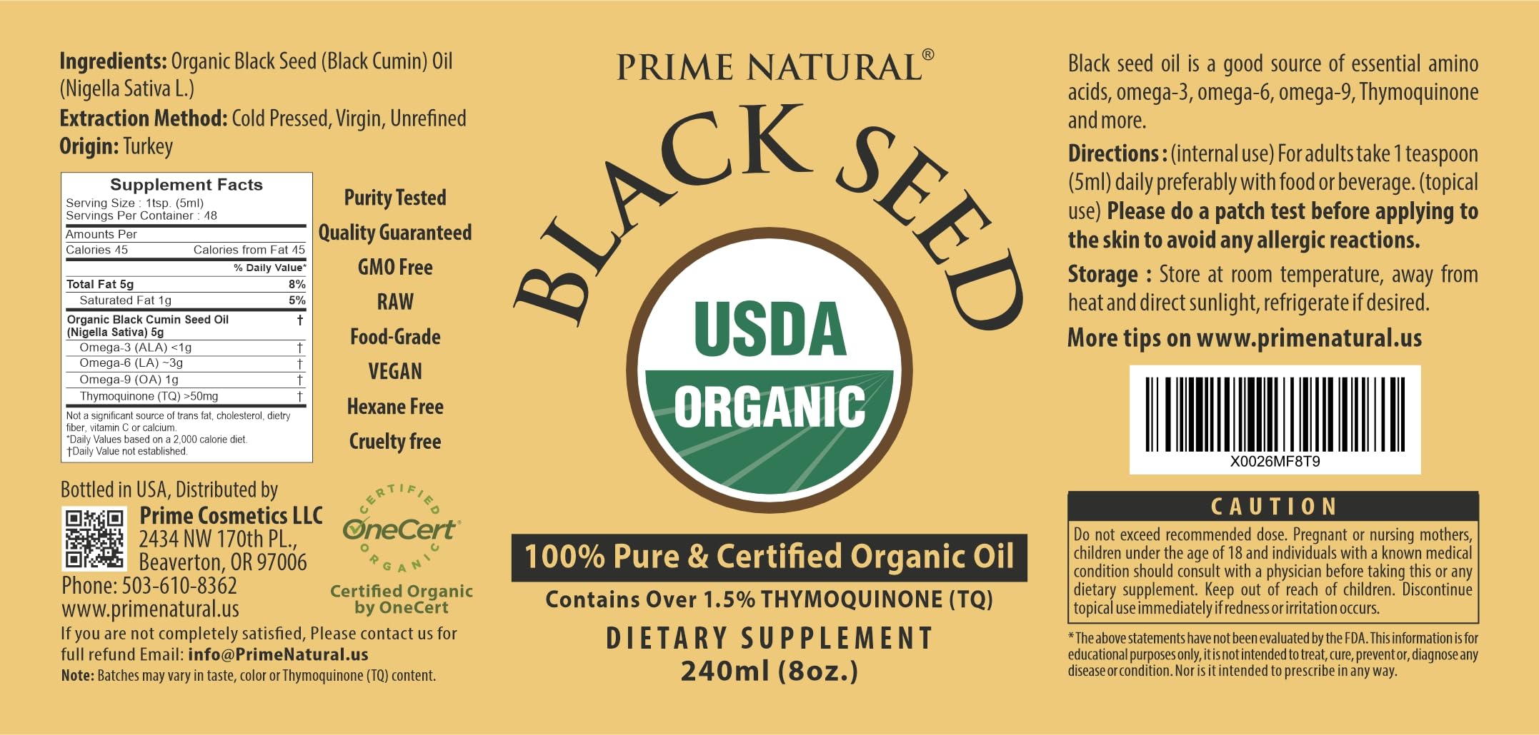 Black seed oil digestive wellness 8oz bottle