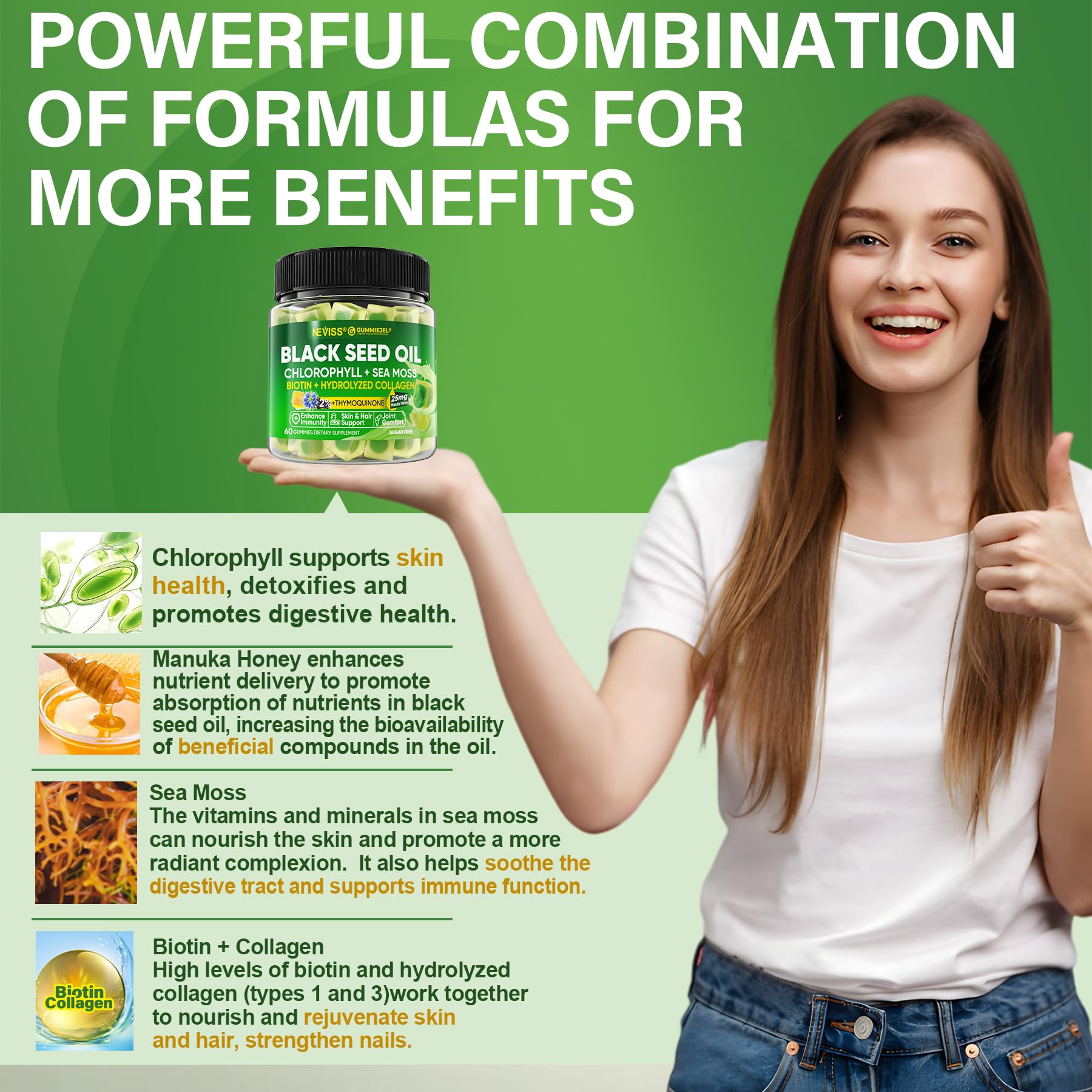 Biotin 500 mcg and hydrolyzed collagen in gummies
