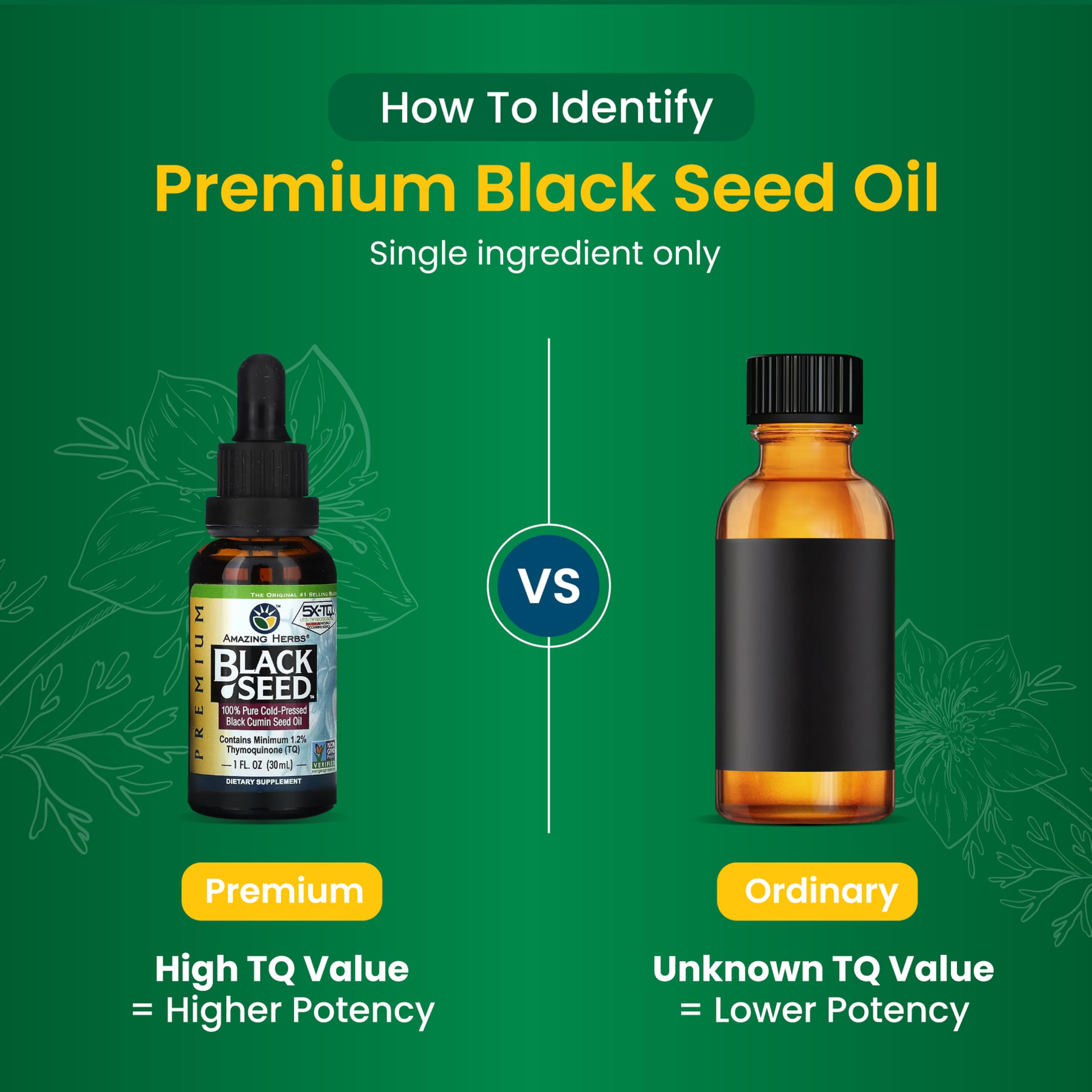 Ingredients list for Amazing Herbs Black Seed Oil