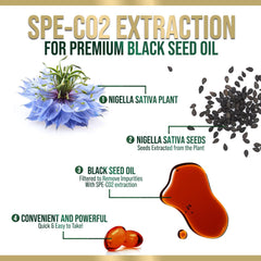 Close-up of black seed oil softgels capsules